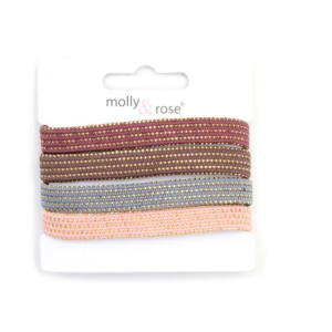 MOLLY & ROSE 9160 FLAT GLITTER HAIR ELASTICS X 4 PACK
