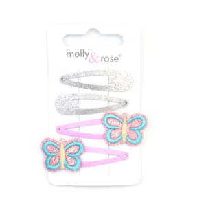 MOLLY & ROSE 9156 BUTTERFLY GLITTER CLICK CLACKS X 4 PACK