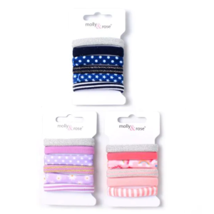 MOLLY & ROSE 9164 BLUE TONE ELASTICS X 6 PACK
