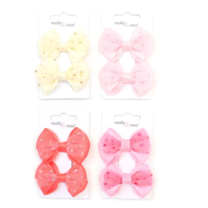 MOLLY & ROSE 9132 GLITTER NET BOW CLIPS X 2 PACK