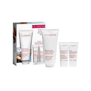 CLARINS MOISTURIZING BODY SET BODY LOTION 200ML+BODY SCRUB 30 ML+HAND AND NAIL CREAM 30 ML