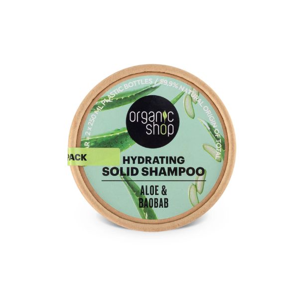 ORGANIC SHOP 42425E SOLID BARS. HYDRATING SOLID SHAMPOO. ALOE & BAOBAB, 60 G