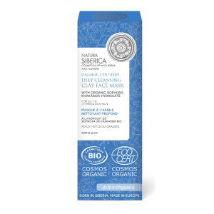 NATURA SIBERICA 8932E ORGANIC CERTIFIED DEEP CLEANSING CLAY FACE MASK FOR OILY & COMBINATION SKIN, 75 ML