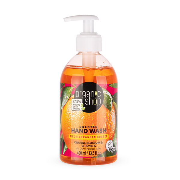 ORGANIC SHOP 05031E SCENTED HAND WASH MEDITERRANEAN BREEZE. ORANGE BLOSSOM & VITAMIN C, 400 ML