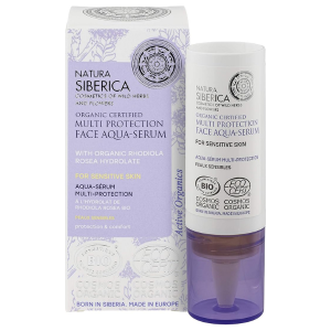 NATURA SIBERICA 8765E ORGANIC CERTIFIED MULTI PROTECTION FACE AQUA-SERUM FOR SENSITIVE SKIN, 15 ML