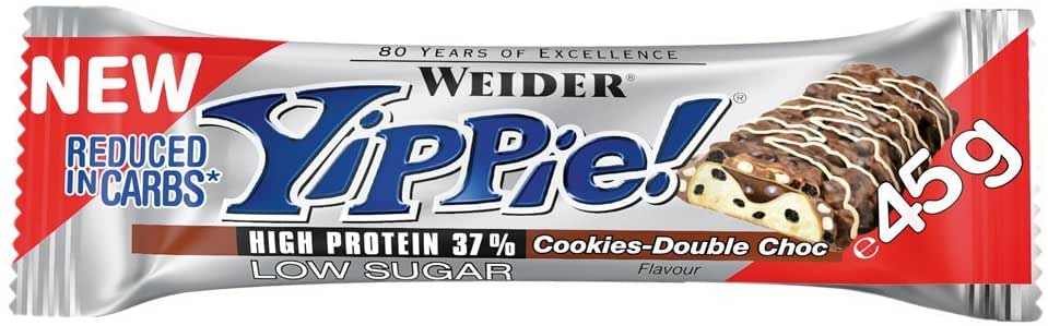 WEIDER YIPPIE PROTEIN BAR COOKIES DOUBLE CHOC 45G