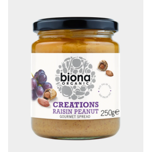 BIONA ORGANIC CREATIONS RAISIN PEANUT BUTTER 250G