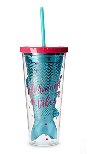 TRI-COASTAL MERMAID PLASTIC BOTTLE WITH STRAW