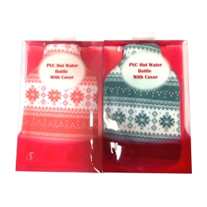 SERENADE 11386 PVC SNOW FLAKE DESIGN HOT WATER BOTTLE WITH COVER