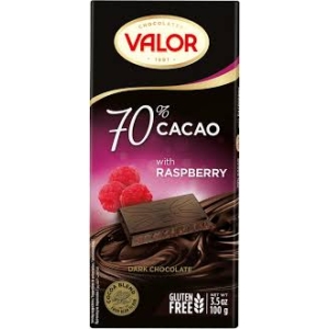 VALOR 70% CACAO CHOCOLATE WITH RASBERRY 100G