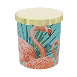 TRI-COASTAL FLAMINGO GLASS CANDLE
