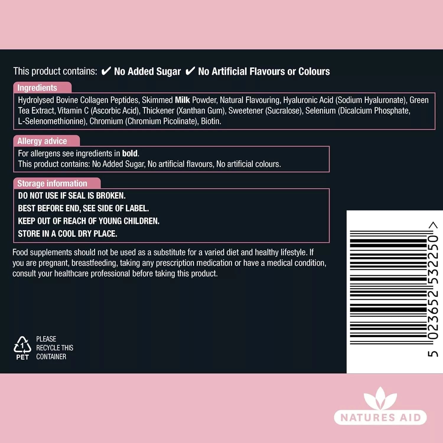 NATURES AID COLLAGEN SHAKE 225G CHOCOLATE - Image 3