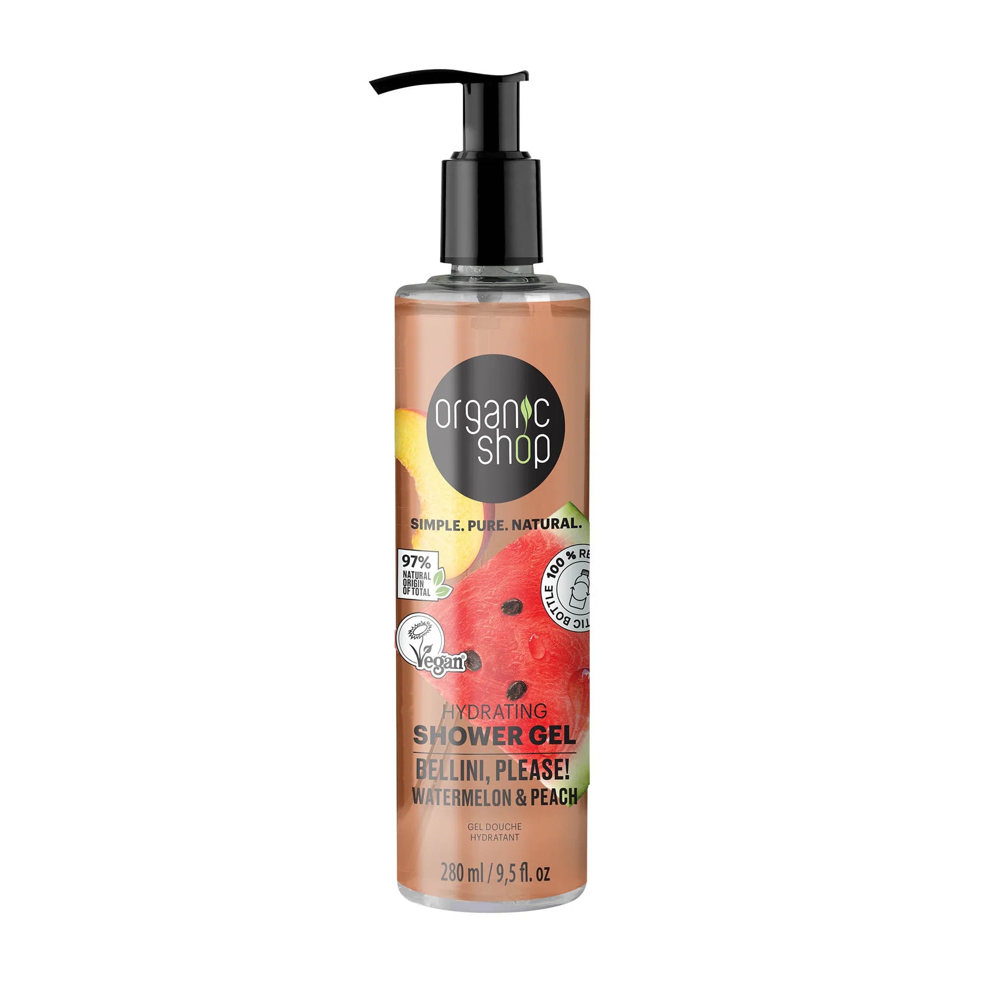 ORGANIC SHOP 03969E HYDRATING SHOWER GEL BELLINI, PLEASE! WATERMELON & PEACH, 280 ML