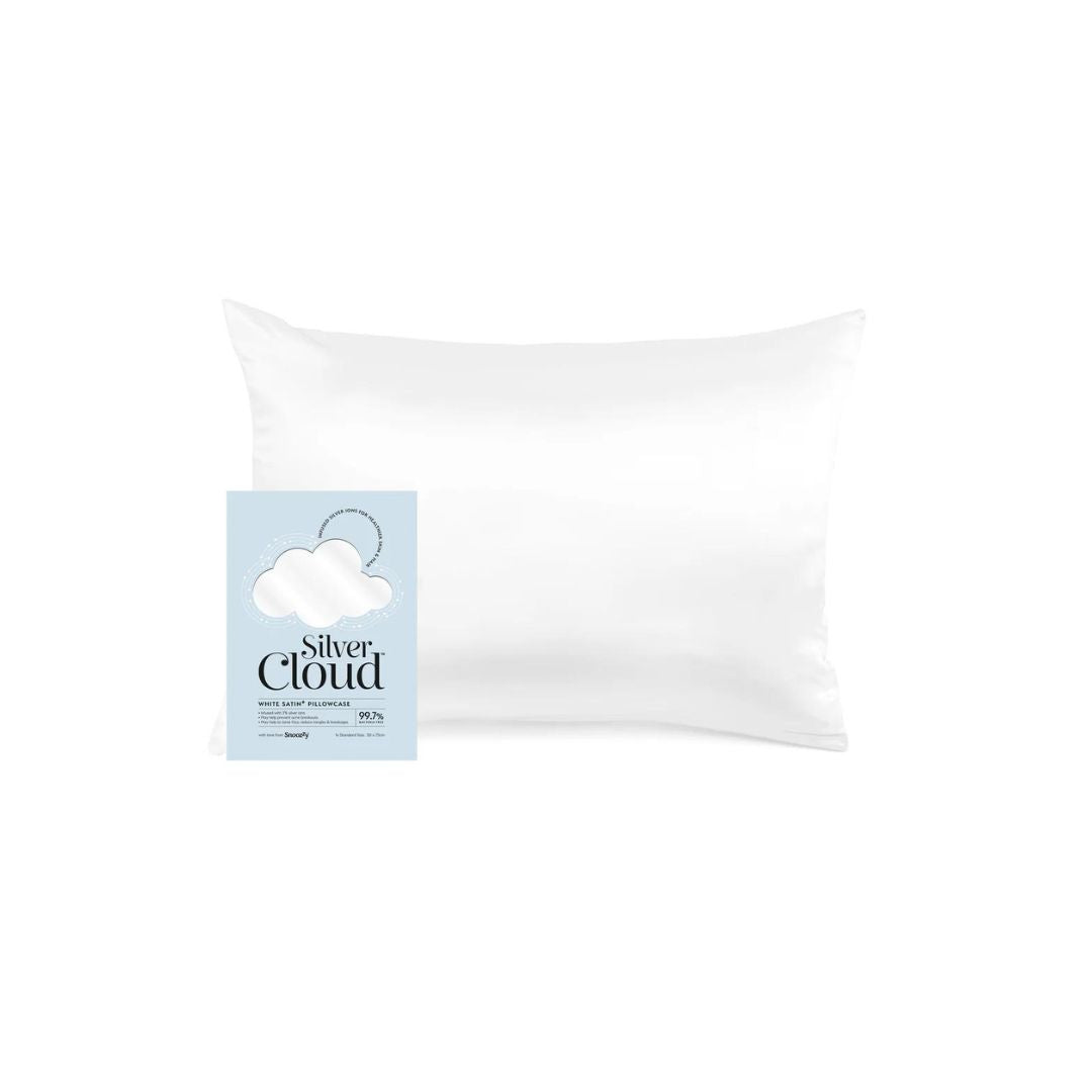 SILVER CLOUD WHITE SATIN PILLOW CASE