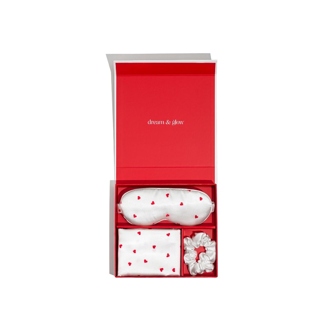 SILVER CLOUD LOVE HEART PRINT GIFT SET