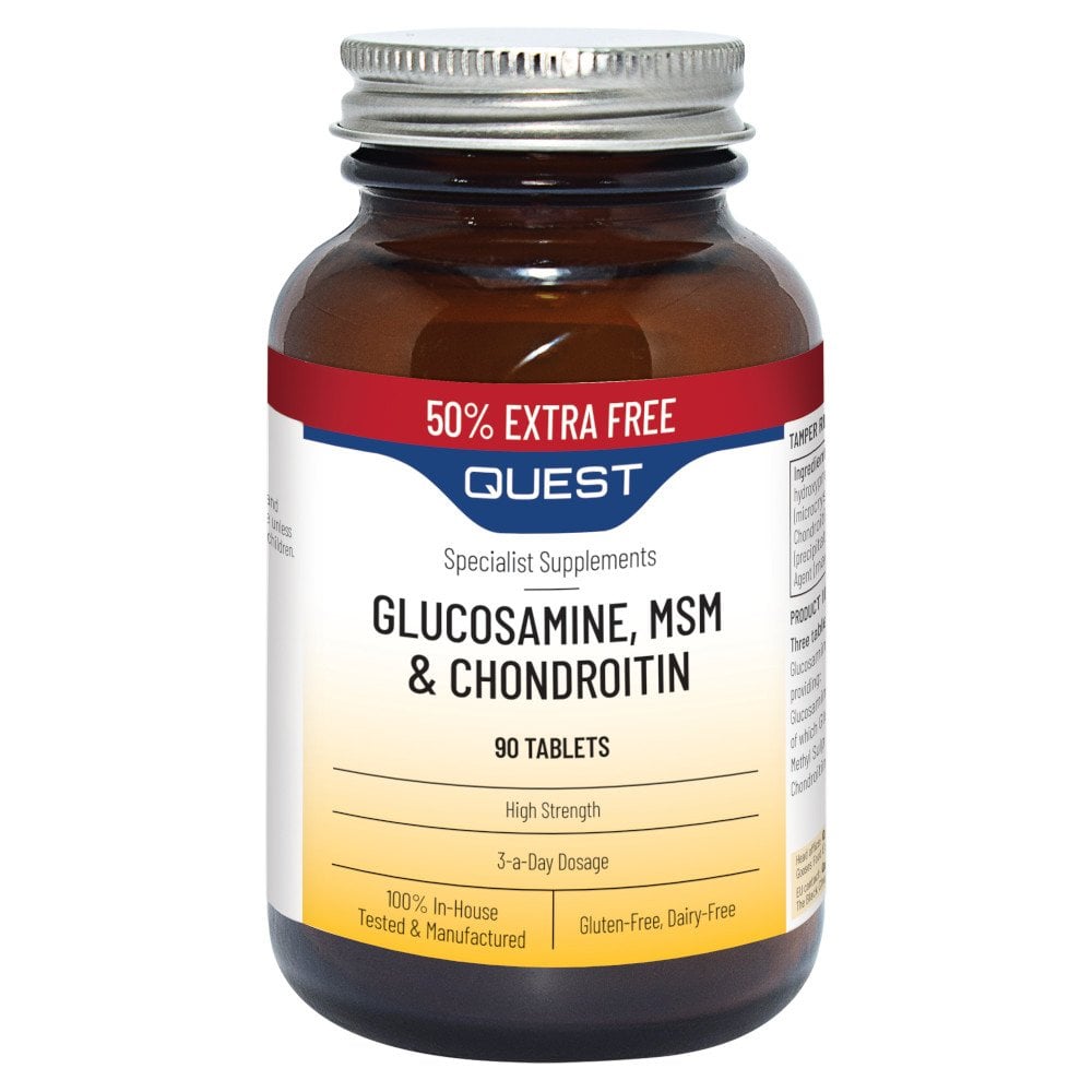 QUEST GLOCOSAMINE MSM & CHONDROITIN X90 TABLETS 50% EXTRA