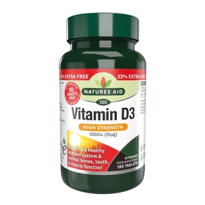 NATURES AID VITAMIN D3 1000IU X 120 TABLETS 33% EXTRA FREE