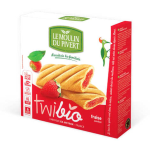 LE MOULIN DU PIVERT TWIBIO FILLED SNACK STRAWBERRY 150G