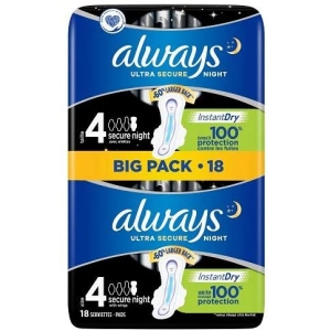 ALWAYS ULTRA SECURE NIGHT PADS X18