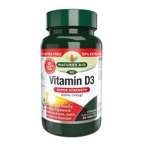 NATURE'S AID VITAMIN D3 SUPER STRENGTH 4000IU X 80 TABLETS