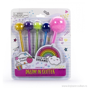 TRI-COASTAL DREAM IN GLITTER POM POM & FLUFFY PENS SET X 5