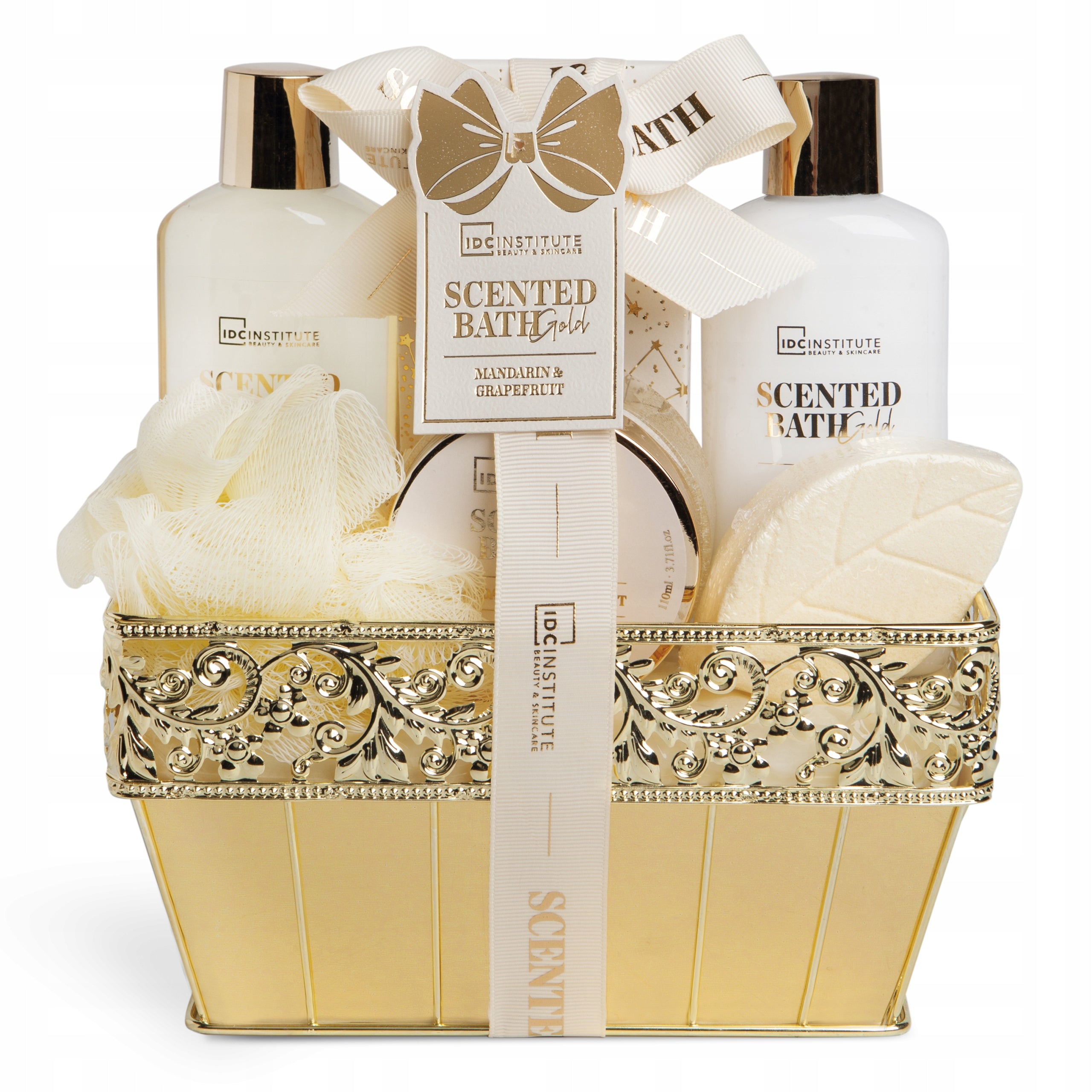 IDC INSTITUTE 88223 SCENTED BATH GOLD BASKET GIFT PACK X 6 PCS