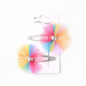 MOLLY & ROSE 7832 RAINBOW MESH BOWS CLICK CLICKS X 2