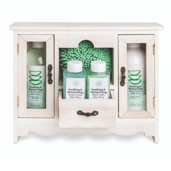 IDC INSTITUTE 40784 ALOE VERA LARGE WOODEN CASE GIFT SET X 5 PIECES