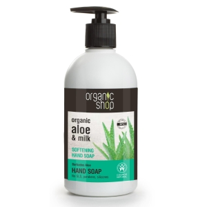 ORGANIC SHOP 1632E SOFTENING HAND SOAP ALOE AND MILK, 500 ML