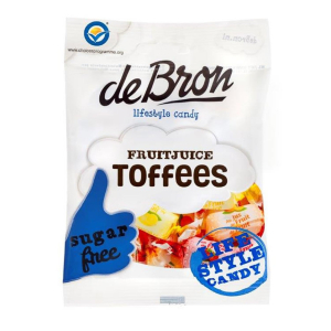DEBRON FRUIT JUICE TOFFEES SUGAR FRRE 90G