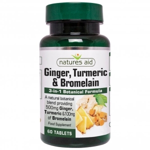 NATURES AID GINGER TUMERIC & BROMELAIN X 60