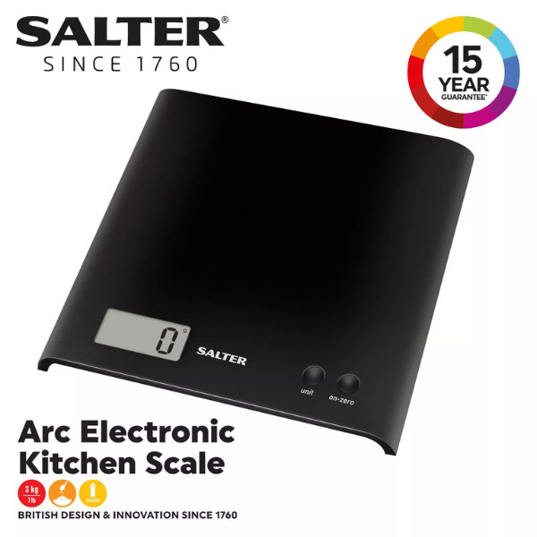 SALTER ARC ELECTRONIC KITCHEN SCALE BLACK