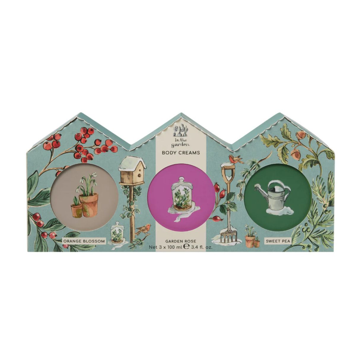 HEATHCOTE & IVORY FG9665 IN THE GARDEN-ASSORTED FRAGRANCE BODY CREAMS 3 X 100ML