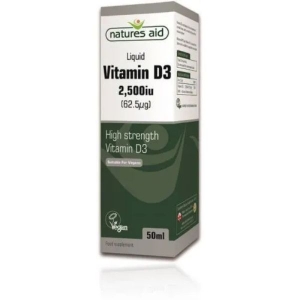 NATURES AID LIQUID VITAMIN D3 2500IU 50ML