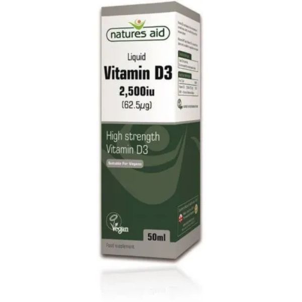NATURES AID LIQUID VITAMIN D3 2500IU 50ML