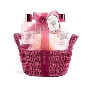 IDC INSTITUTE 42287 SCENTED BATH ROSE CARE BASKET 4PCS