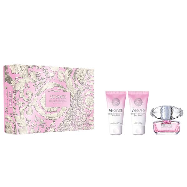 VERSACE BRIGHT CRYSTAL POUR FEMME EAU DE TOILETTE EDT 50ML + BODY LOTION 50 ML + SHOWER GEL 50ML