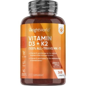 WEIGHTWORLD VITAMINA D3 + K2 200MCG 365 TABLETS
