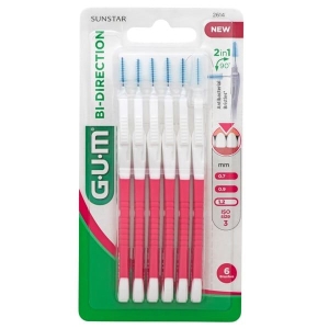 SUNSTAR GUM BI-DIRECTION PINK 1.2MM X6 BRUSHES