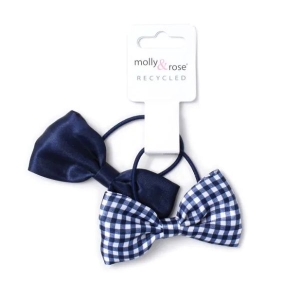 MOLLY & ROSE 9406 GINGHAM NAVY BOW ELASTICS X 2
